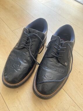 G/FORE Black Embossed Skull Derby Shoes